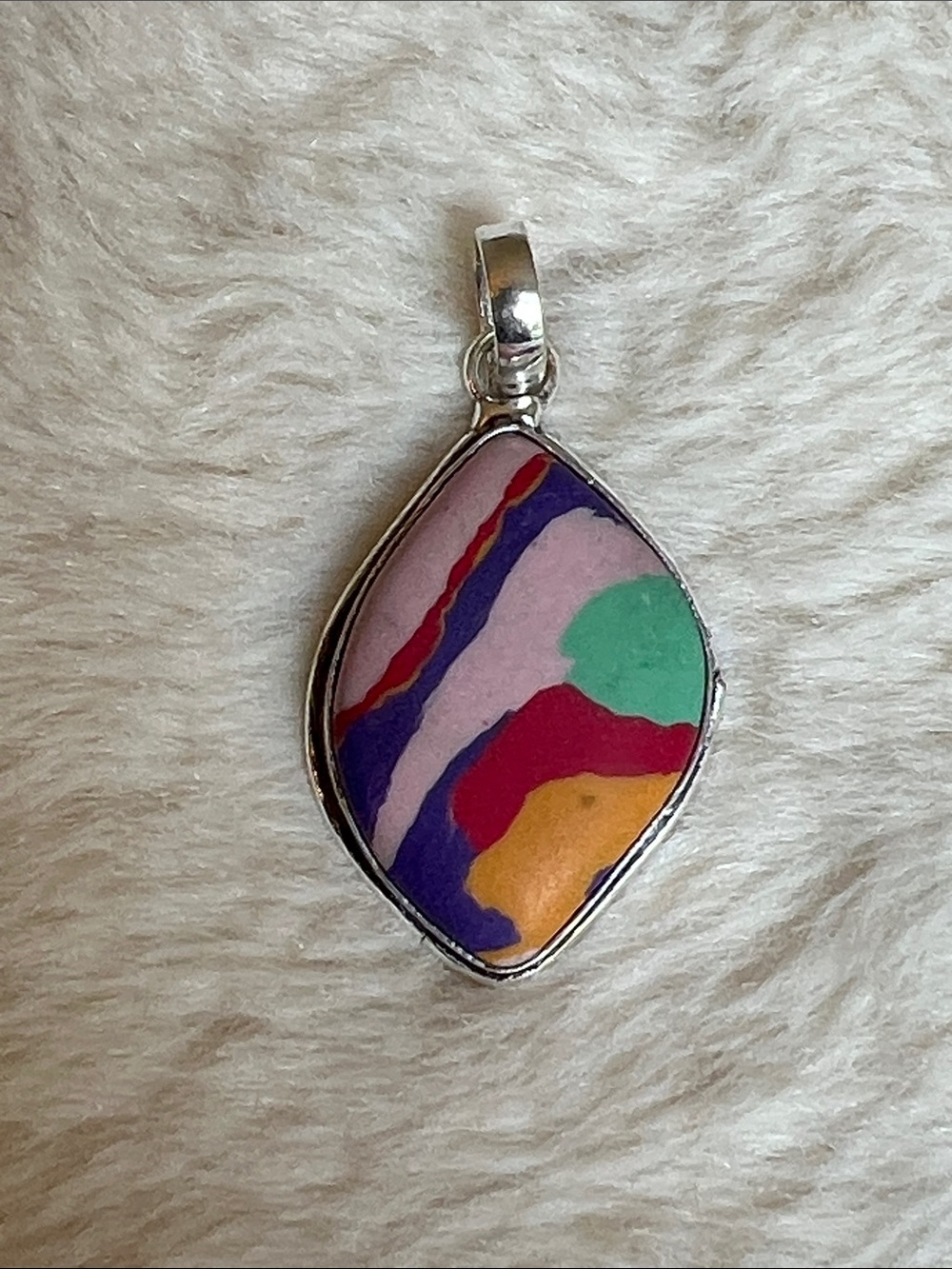 Rainbow Calsilica Synthetic Gemstone Pendant